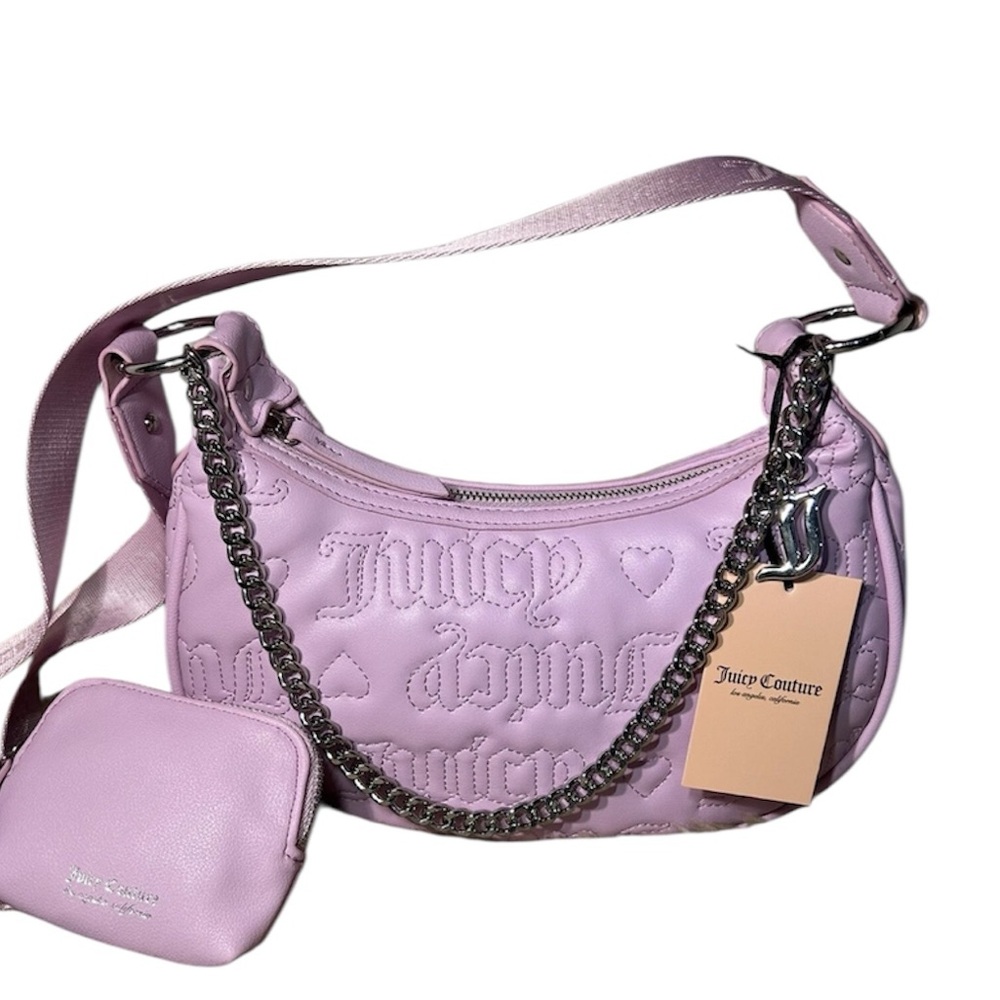 NWT Juicy Couture Puff Halfmoon Crossbody - Lovely Quilted Orchid $79